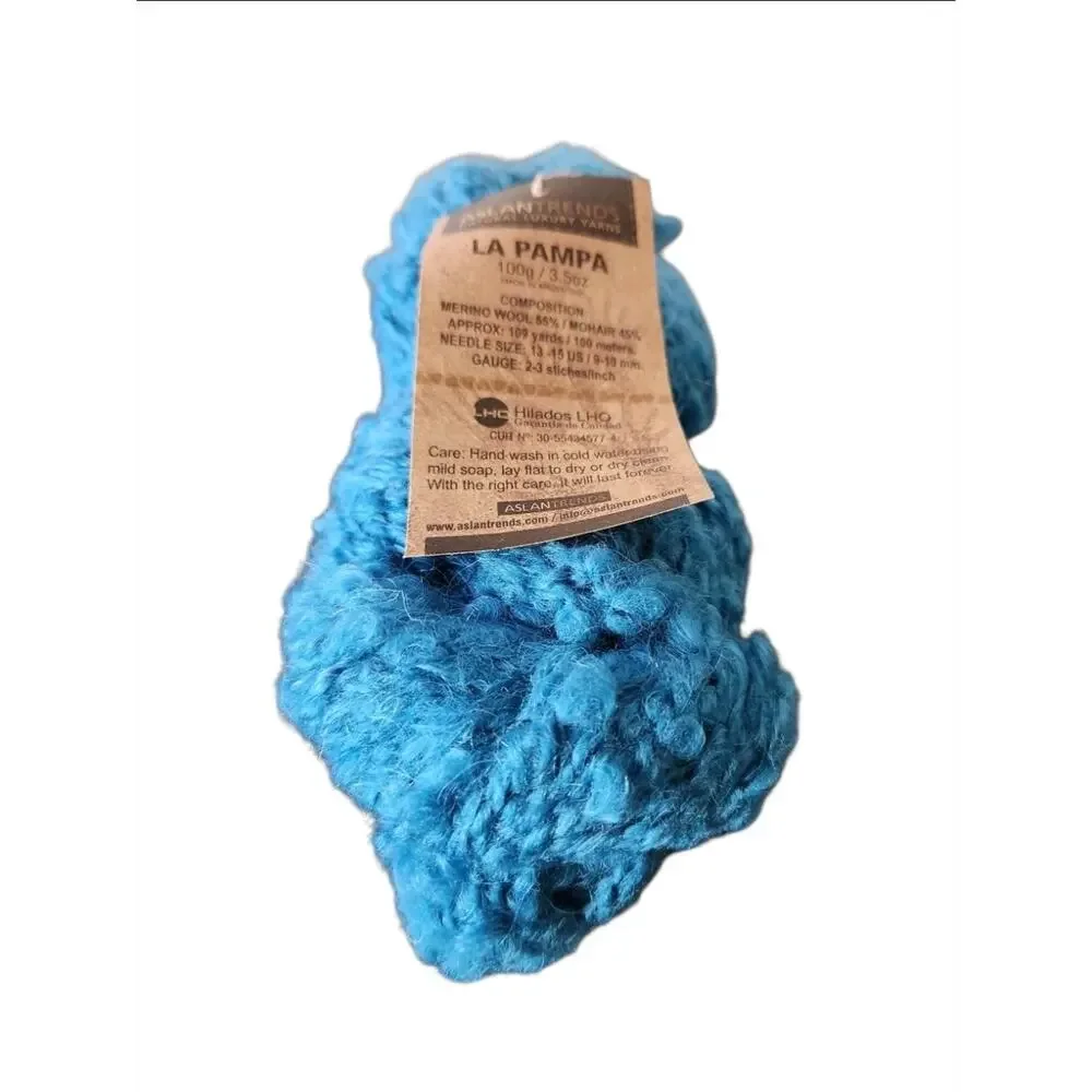 Aslan Trends La Pampa Yarn Merino Mohair Blend Boucle Teal Argentina
